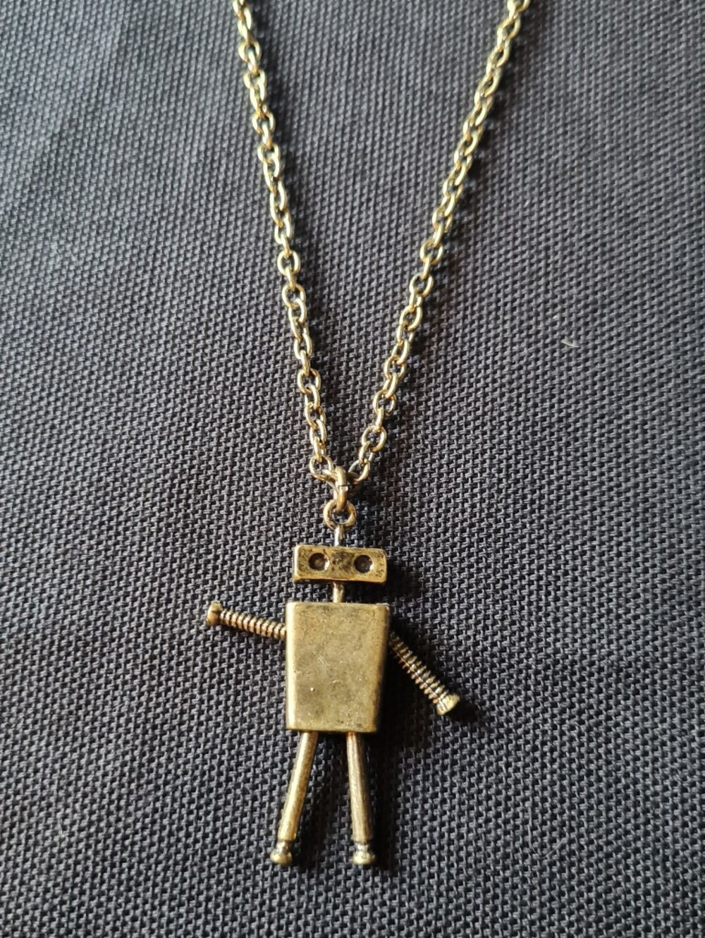 Gold-Tone Robot Pendant Necklace for Women